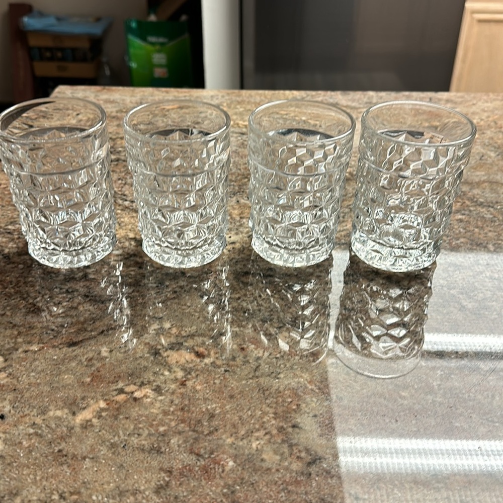 Vintage Set of 4 Anchor Hockery -  Whitehall cubes Juice Glasses